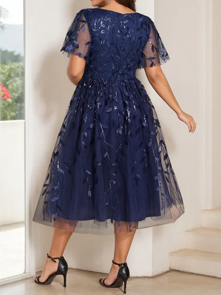 A-line V-neck Short Sleeves...