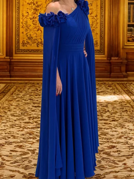 A-line Long Sleeves Flower...