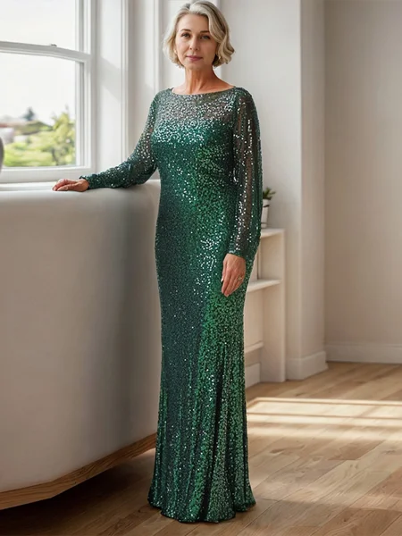 Sheath/Column Other Scoop Long Sleeves Floor-Length Mother of the Bride Dress