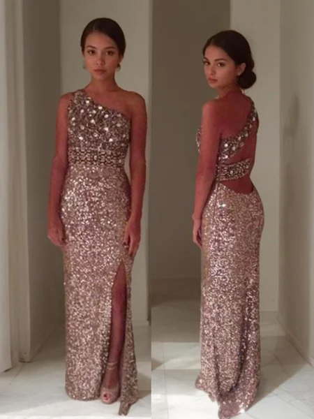 Sheath/Column One-Shoulder...