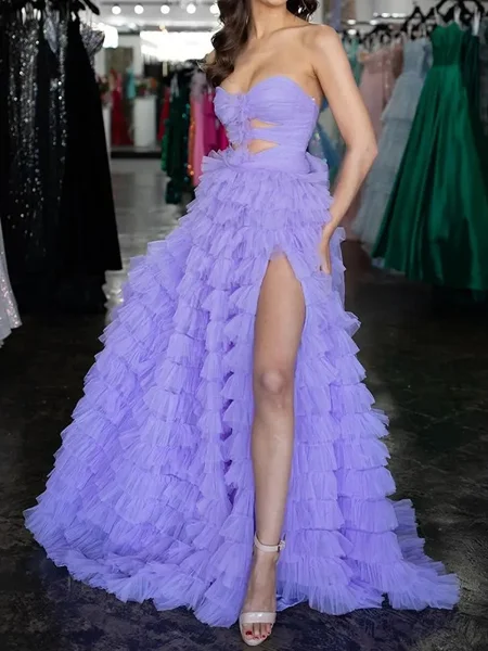 A-line Sweetheart Cascading...