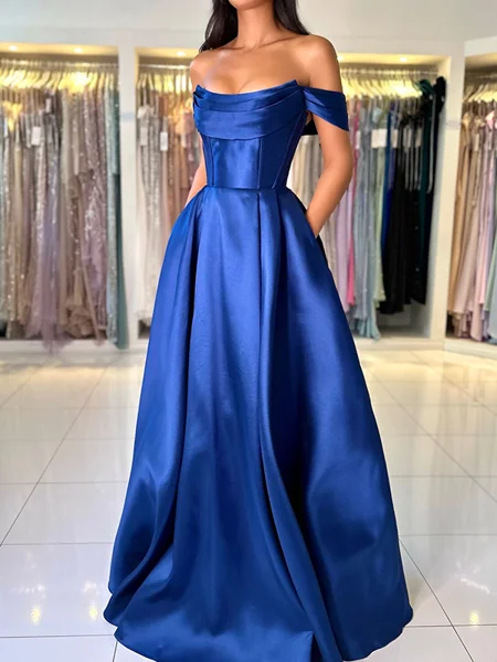 A-line Cowl Pleated Floor-Length Satin Convertible Corset Dress