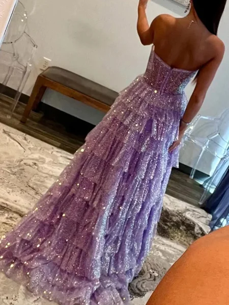 A-line Sweetheart Cascading...