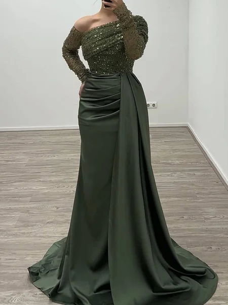 Sheath/Column One-Shoulder...