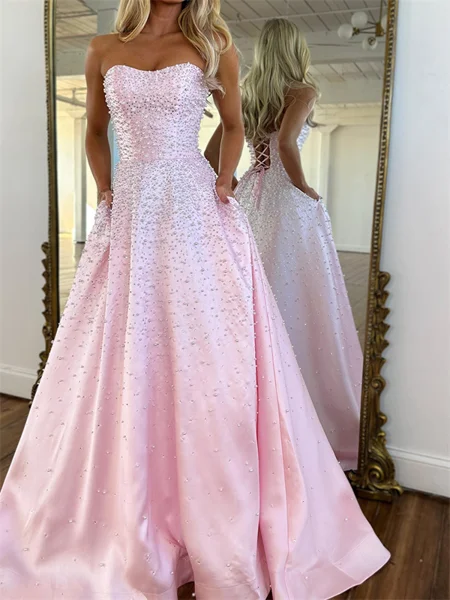 A-line Straight Beading...