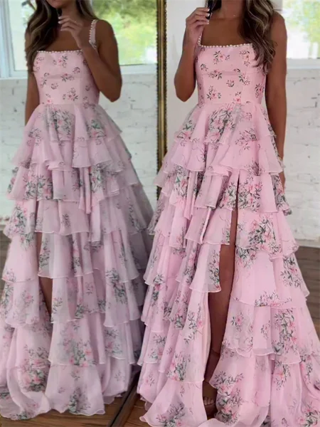 A-line Square Cascading...