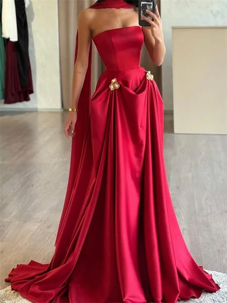 A-line Straight Pleated...