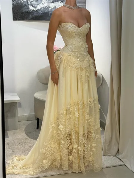 A-line Sweetheart Appliques...