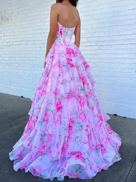 A-line Sweetheart Cascading...