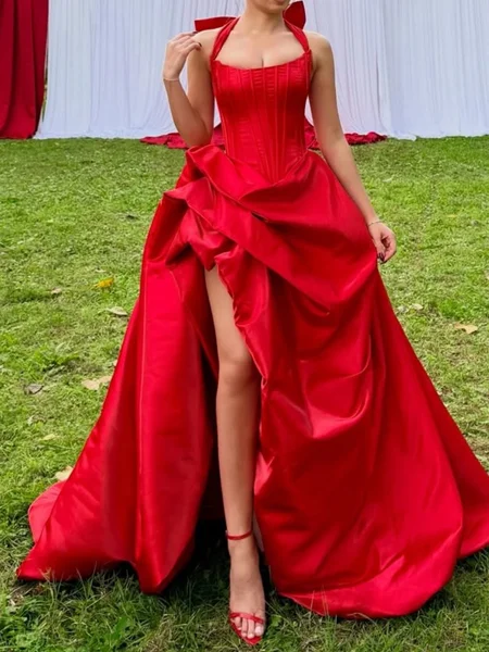 A-line Halter Bow Chapel...