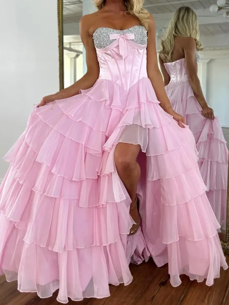 A-line Sweetheart Cascading...