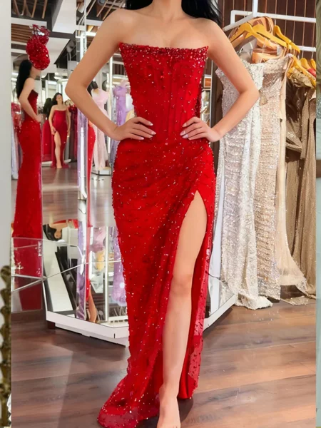 Sheath Straight Sequin...