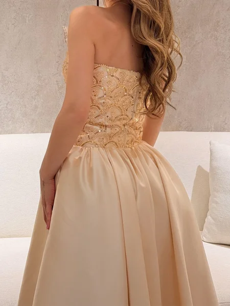 A-line Straight Sequin...