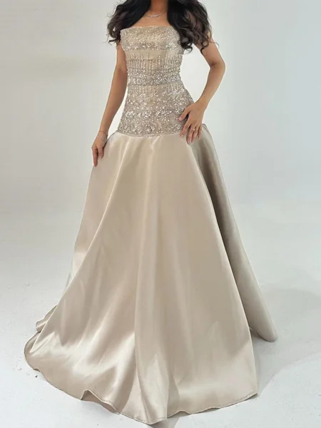 A-line Straight Sequin...