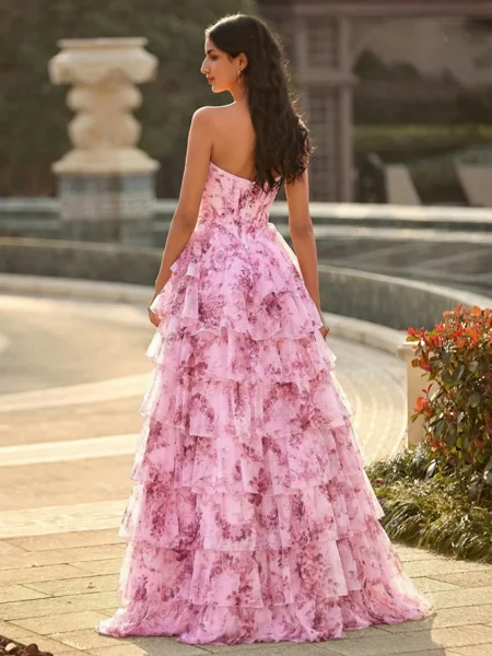 A-line Sweetheart Cascading...