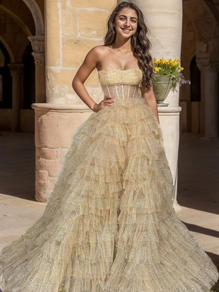 A-line Straight Court Train...