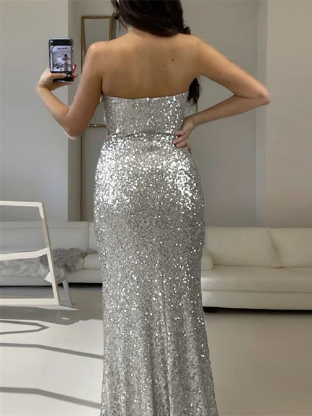 Sheath Straight Sequin...