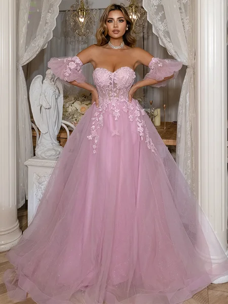 A-Line Sweetheart Ruffles...