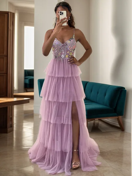 A-line V-neck Appliques...