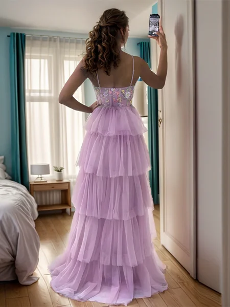 A-line V-neck Appliques...