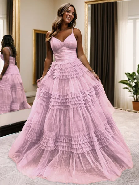 A-line V-neck Ruffles...