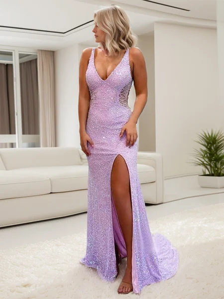 Sheath/Column V-neck Sweep...