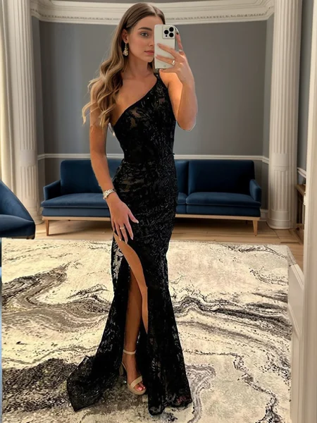 Sheath/Column One-Shoulder...