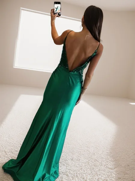 Sheath V-neck Appliques...