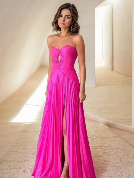 A-line Sweetheart Pleated...