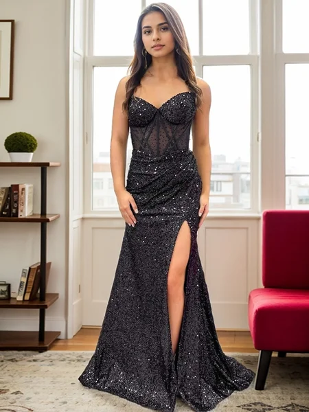 Sheath Sweetheart Pleated Sweep Train Corset Dress