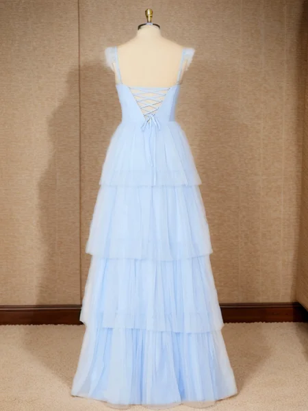 A-line Tulle Straps Layers...