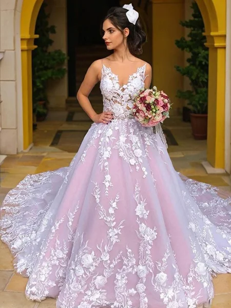 Ball Gown V-neck Chapel...