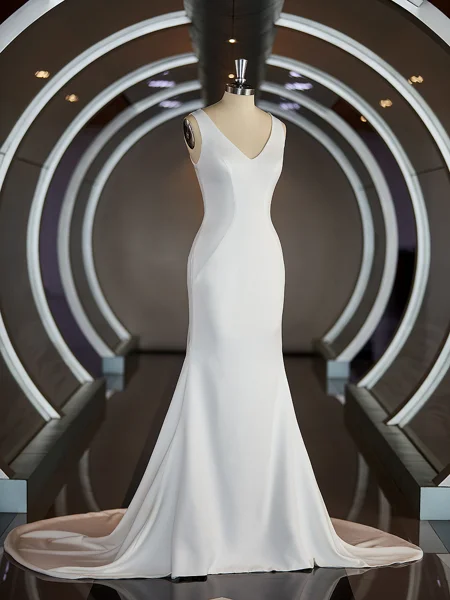 Sheath/Column V-neck Sweep...