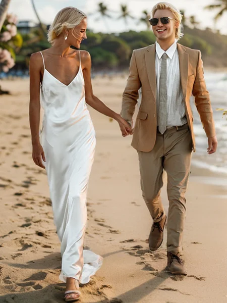 Sheath V-neck Sweep Train Wedding Dress