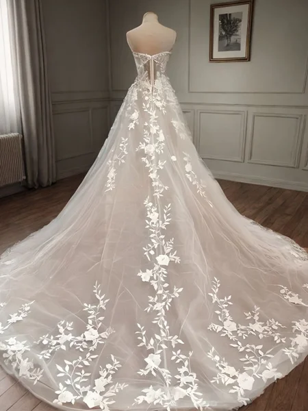 A-line Sweetheart Appliques...