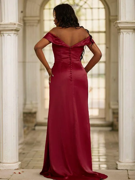 Sheath/Column Satin Ruched...