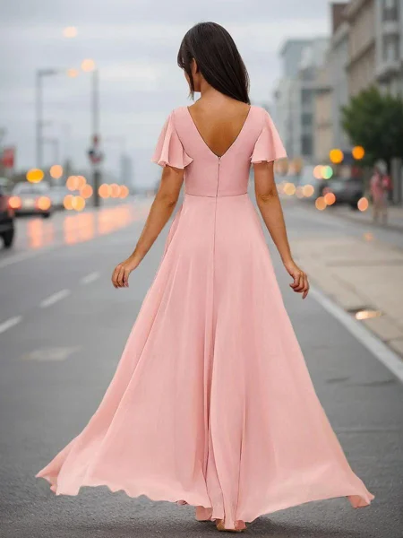 A-Line/Princess Chiffon...