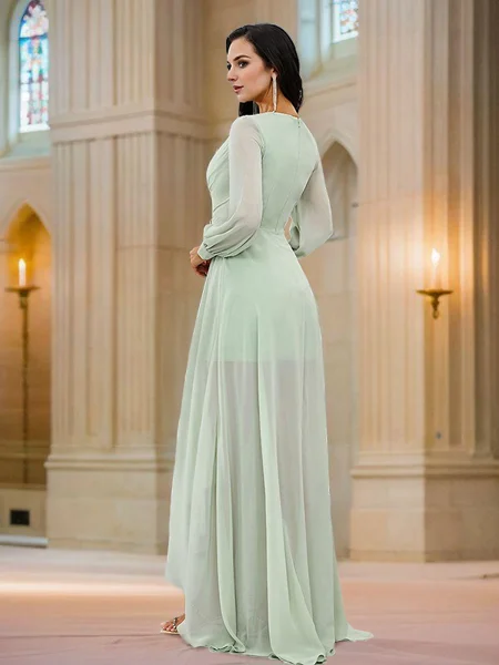 A-Line/Princess Chiffon...