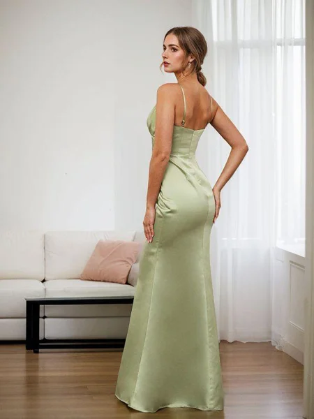 Sheath/Column Satin Ruched...