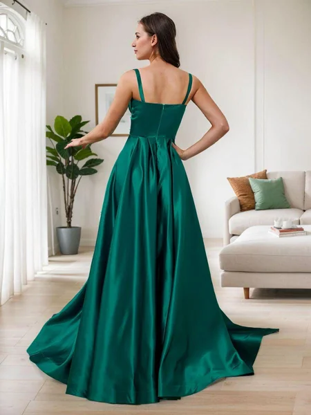 A-line Straps Floor-Length...