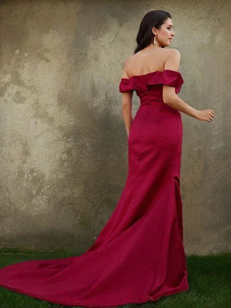 Sheath/Column Satin Ruched...