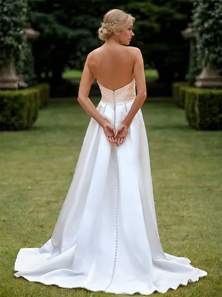 A-line Satin Pleated...