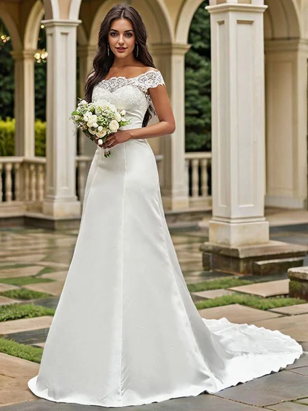 A-Line/Princess Scoop Satin...