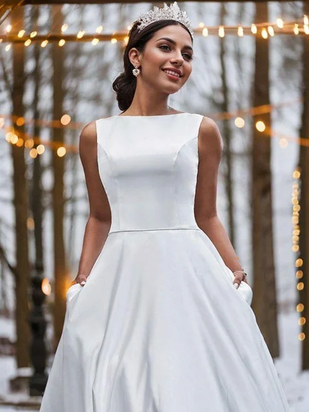 A-Line/Princess Satin...