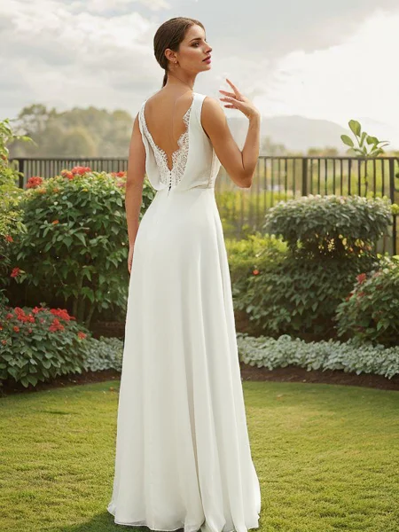 A-Line/Princess Chiffon...