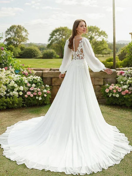 A-Line/Princess Chiffon...