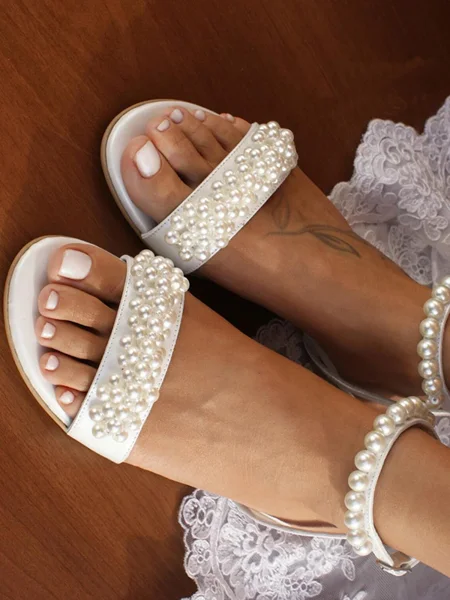 Women's PU With Pearl Peep...