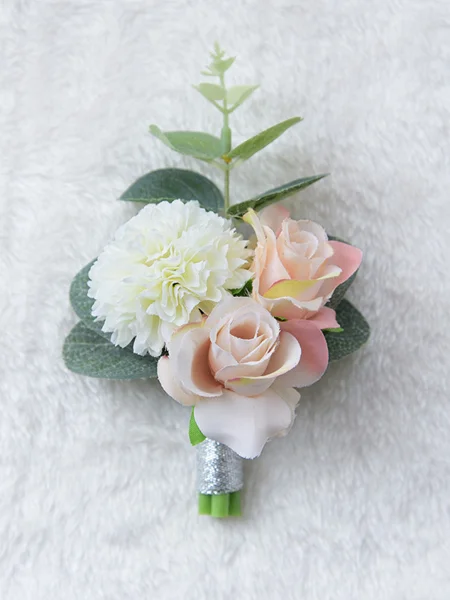 Elegant Free-Form Silk Flower Boutonniere(Sold in a single piece)