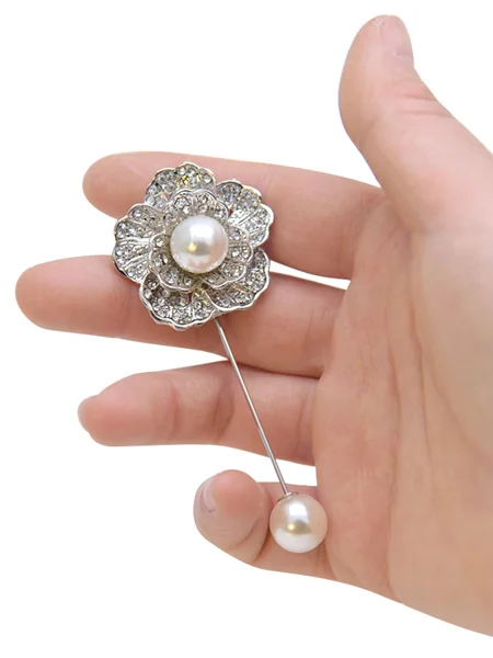Elegant Free-Form Imitation Pearl Boutonniere(Sold in a single piece)