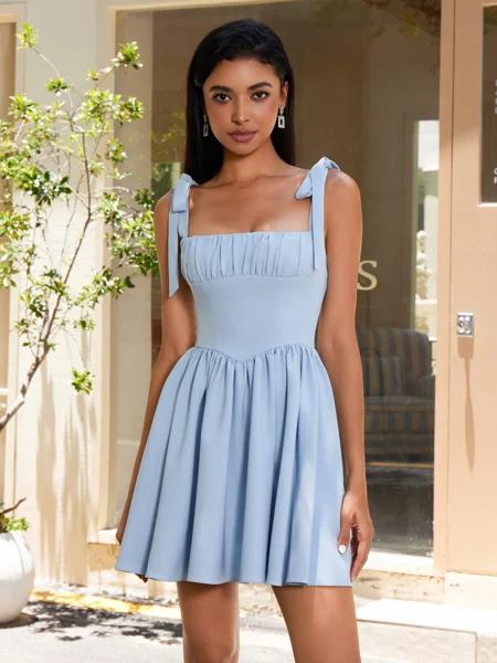 A-line Straps Bow...